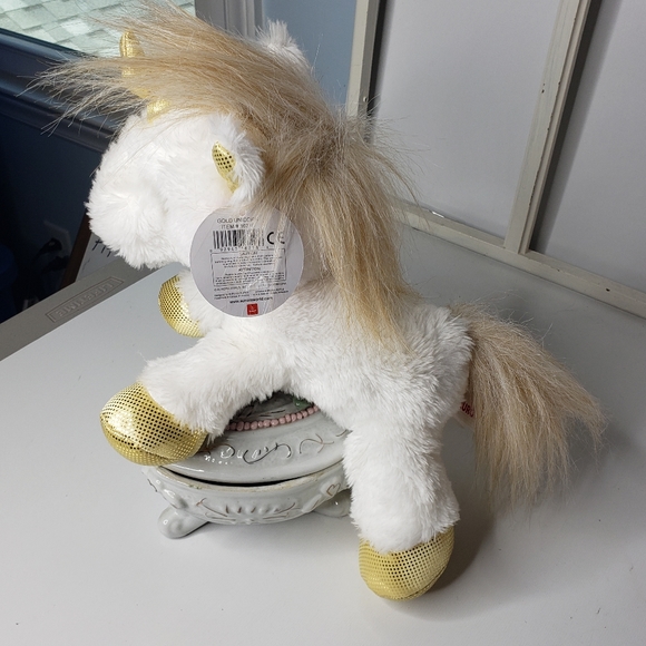 Aurora Sparkle Tales 12" Floppy Gold Horn Hooves Sparkling Eyes NWT - Picture 3 of 7